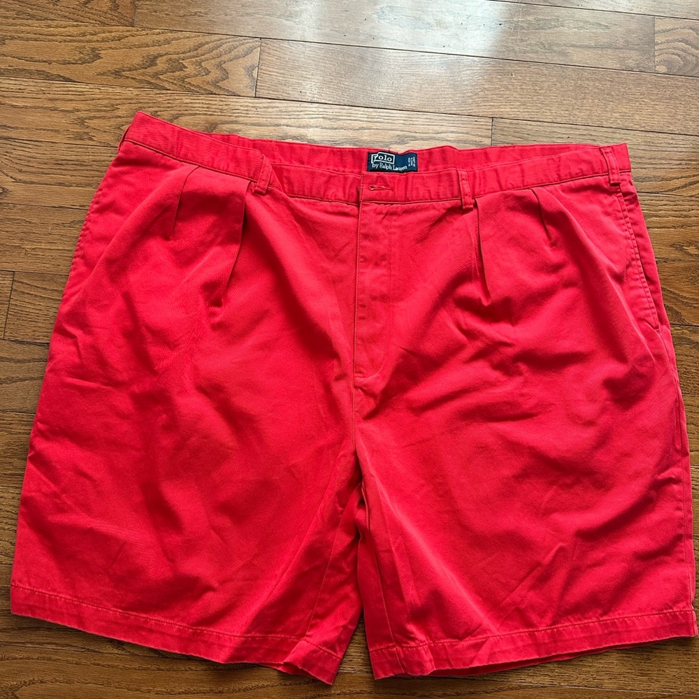 Polo Ralph Lauren Big Tyler Chino Red Men’s Shorts 54B Pleated Slash Pocket